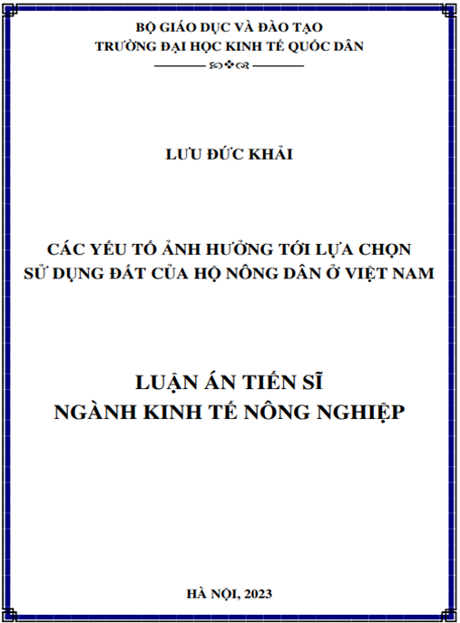Các yếu tố ảnh hưởng tới lựa chọn sử dụng đất của hộ nông dân ở Việt Nam
