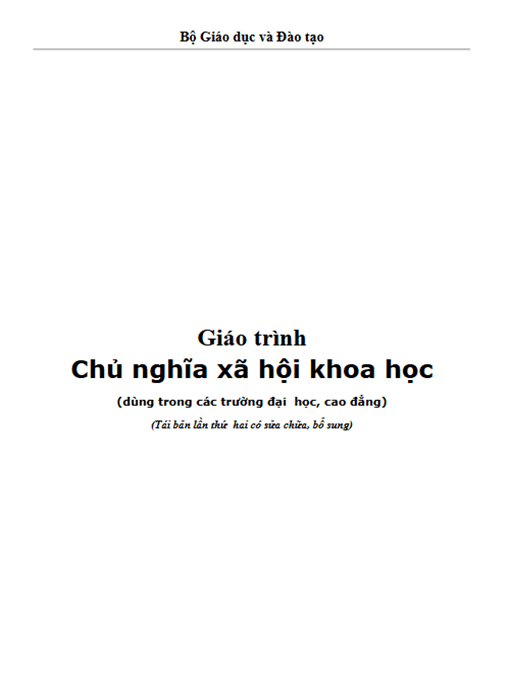 Giáo Trình Chủ Nghĩa Xã Hội Khoa Học –