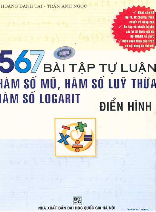 567 Bài Tập Tự Luận Hàm Số Mũ – Hàm Số Lũy Thừa – Hàm Số Logarit