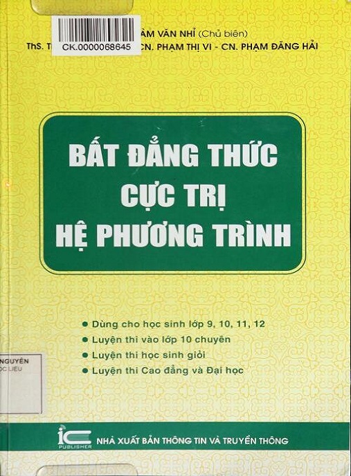 Bất Đẳng Thức Cực Trị Hệ Phương Trình