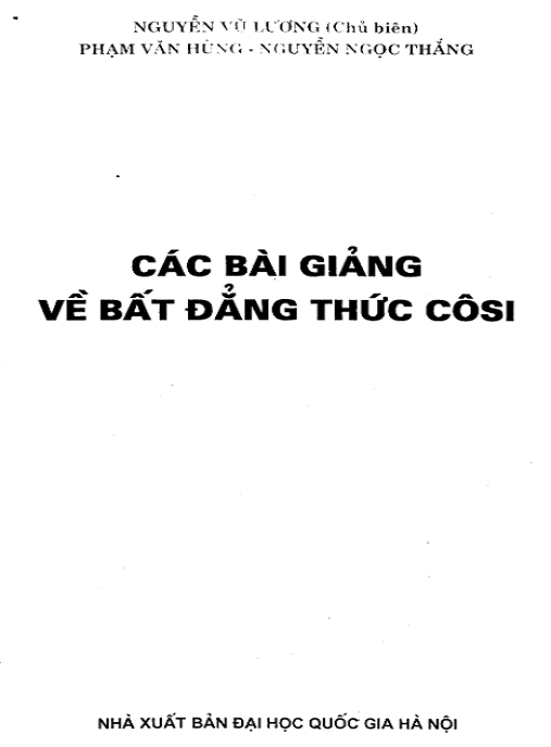 Các Bài Giảng Về Bất Đẳng Thức Côsi