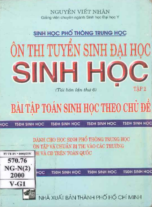 Ôn Thi Tuyển Sinh Đại Học Sinh Học Tập 2 – Bài Tập Toán Sinh Học Theo Chủ Đề