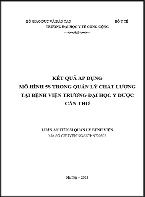 Kết quả áp dụng mô hình 5S trong quản lý chất lượng tại Bệnh viện trường Đại học Y Dược Cần Thơ