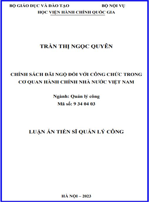 Luận án Chính sách đãi ngộ đối với công chức trong cơ quan hành chính nhà nước Việt Nam