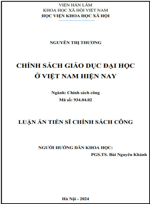 Luận án Chính sách giáo dục đại học ở Việt Nam hiện nay