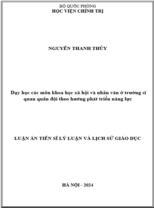 Luận án Dạy học các môn khoa học xã hội và nhân văn ở trường sĩ quan quân đội theo hướng phát triển năng lực
