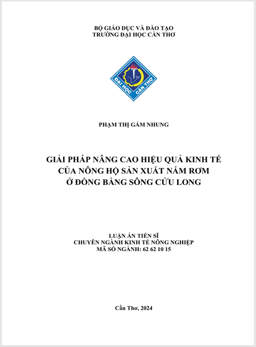 Luận án Giải pháp nâng cao hiệu quả kinh tế của nông hộ sản xuất nấm rơm ở Đồng bằng sông Cửu Long