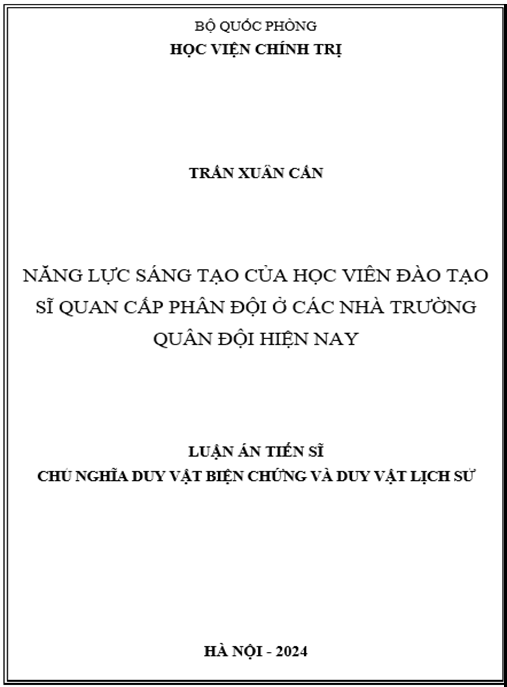 Luận án Năng lực sáng tạo của học viên đào tạo sĩ quan cấp phân đội ở các nhà trường quân đội hiện nay