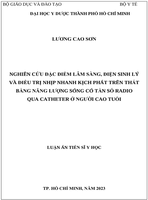 Luận án Nghiên cứu đặc điểm lâm sàng, điện sinh lý và điều trị nhịp nhanh kịch phát trên thất bằng năng lượng sóng có tần số radio qua catheter ở người cao tuổi