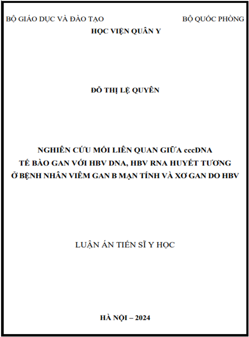 Luận án Nghiên cứu mối liên quan giữa cccDNA tế bào gan với HBV DNA, HBV RNA huyết tương ở bệnh nhân viêm gan B mạn tính và xơ gan do HBV