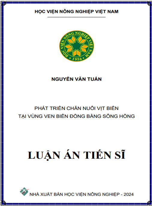 Luận án Phát triển chăn nuôi vịt biển tại vùng ven biển Đồng bằng sông Hồng
