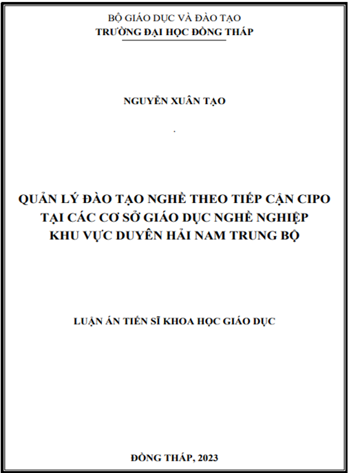 Luận án Quản lý đào tạo nghề theo tiếp cận CIPO tại các cơ sở giáo dục nghề nghiệp khu vực Duyên hải Nam Trung Bộ
