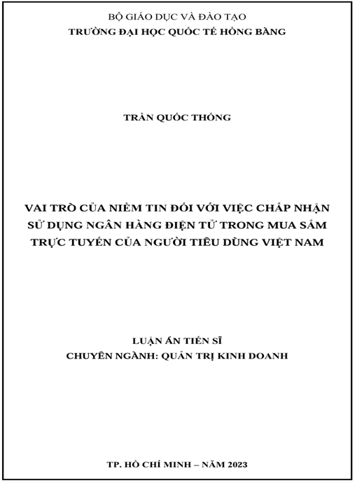 Luận án Vai trò của niềm tin đối với việc chấp nhận sử dụng ngân hàng điện tử trong mua sắm trực tuyến của người tiêu dùng Việt Nam