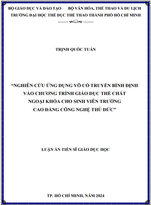 Nghiên cứu ứng dụng Võ cổ truyển Bình Định vào chương trình giáo dục thể chất ngoại khóa cho sinh viên Trường Cao đẳng Công nghệ Thủ Đức