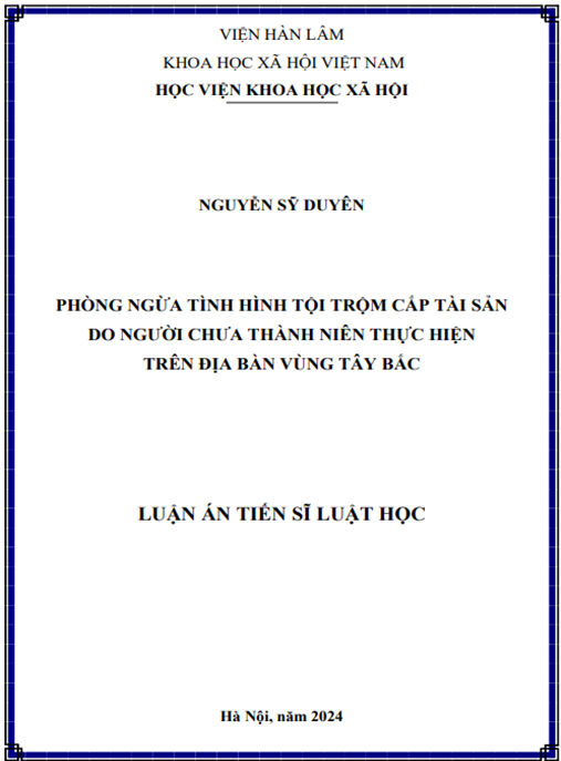 Phòng ngừa tình hình tội trộm cắp tài sản do người chưa thành niên thực hiện trên địa bàn vùng Tây Bắc