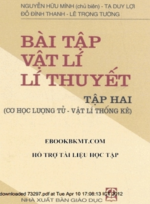 Bài Tập Vật Lý Lý Thuyết Tập 2 – Cơ Học Lượng Tử – Vật Lý Thống Kê