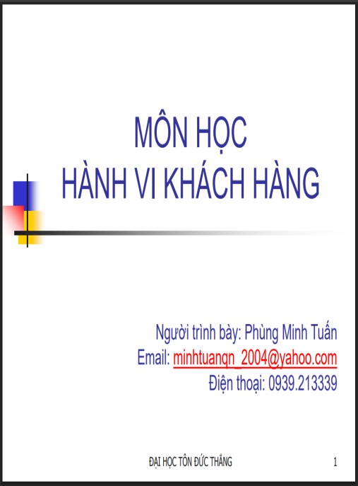 Bài giảng Hành vi khách hàng