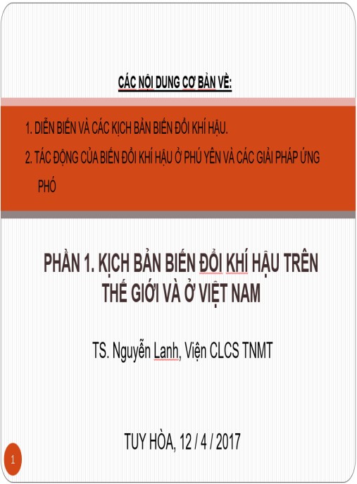 Bài giảng Kịch bản biến đổi khí hậu trên thế giới và ở Việt Nam