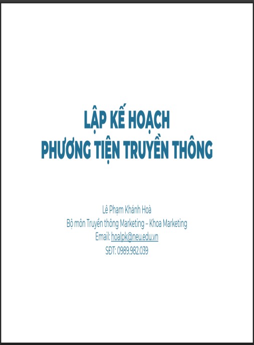 Bài giảng Lập kế hoạch phương tiện truyền thông