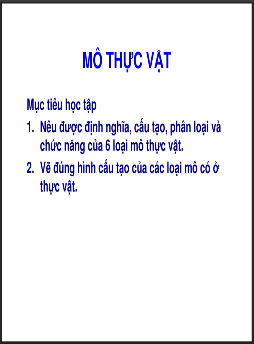 Bài giảng Mô thực vật
