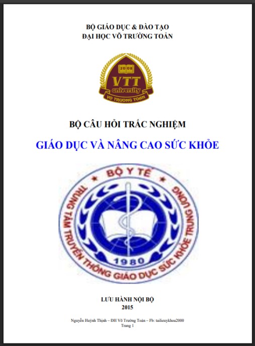 Bộ câu hỏi trắc nghiệm – Giáo dục và nâng cao sức khỏe