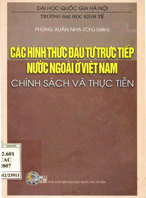 Các hình thức đầu tư trực tiếp nước ngoài ở Việt Nam – Chính sách và thực tiễn: Phần 2