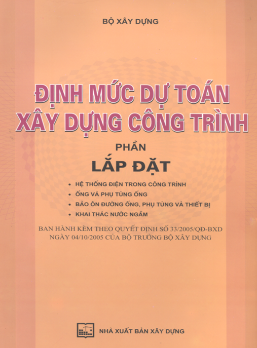 Định Mức Dự Toán Xây Dựng Công Trình – Phần Lắp Đặt