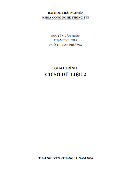 Giáo Trình Cơ Sở Dữ Liệu Tập 2
