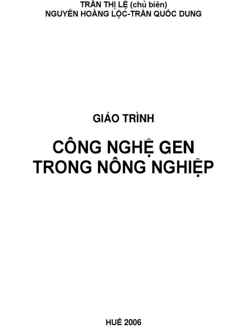 Giáo Trình Công Nghệ Gen Trong Nông Nghiệp