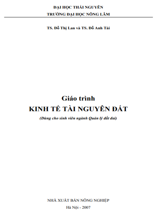 Giáo Trình Kinh Tế Tài Nguyên Đất