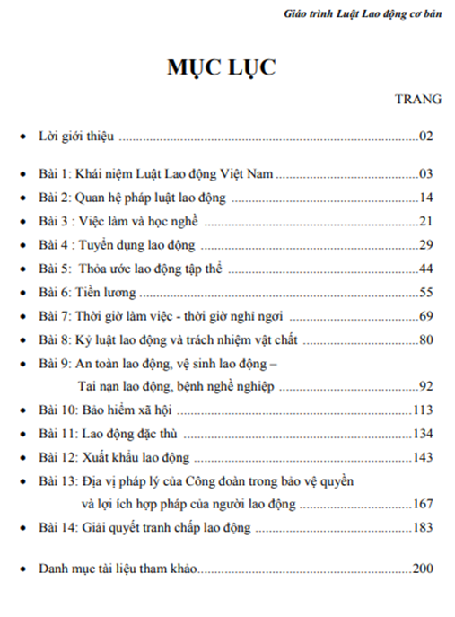 Giáo Trình Luật Lao Động Cơ Bản