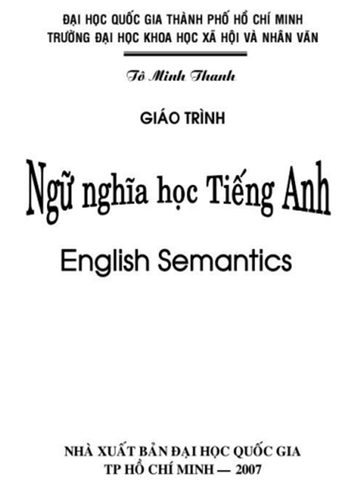 Giáo Trình Ngữ Nghĩa Học Tiếng Anh