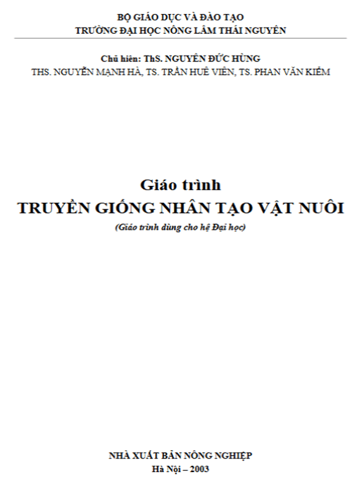 Giáo Trình Truyền Giống Nhân Tạo Vật Nuôi
