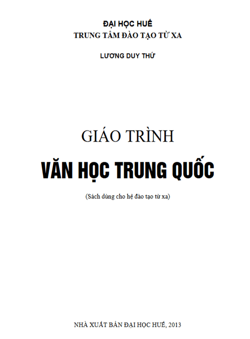 Giáo Trình Văn Học Trung Quốc