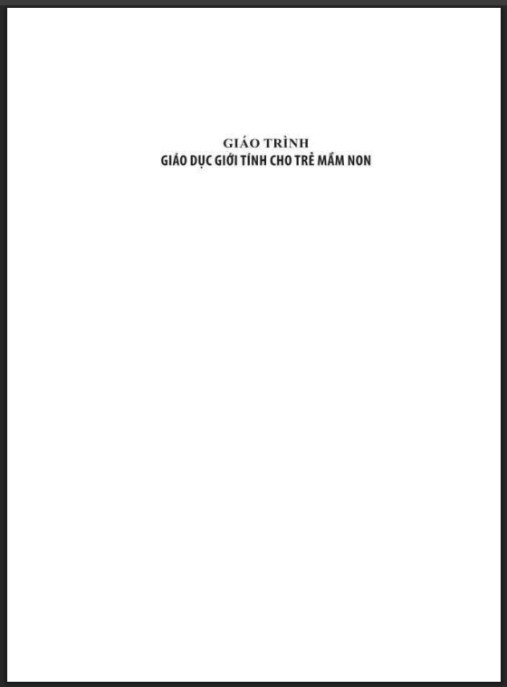 Giáo trình Giáo dục giới tính cho trẻ mầm non – Phần 2