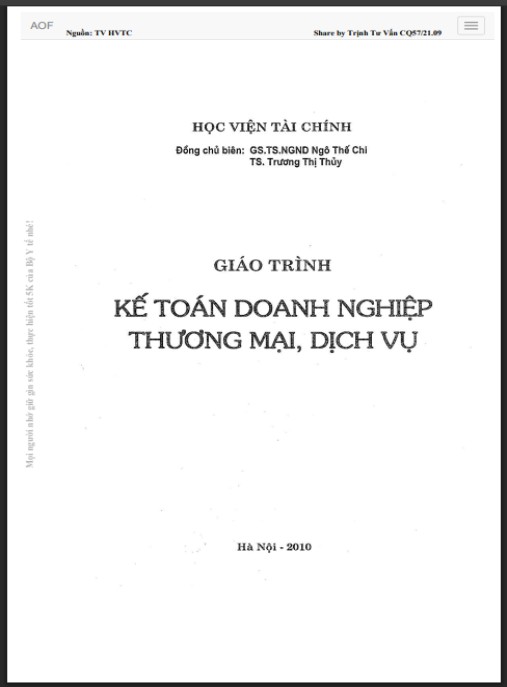 Giáo trình Kế toán doanh nghiệp thương mại, dịch vụ – Phần 1