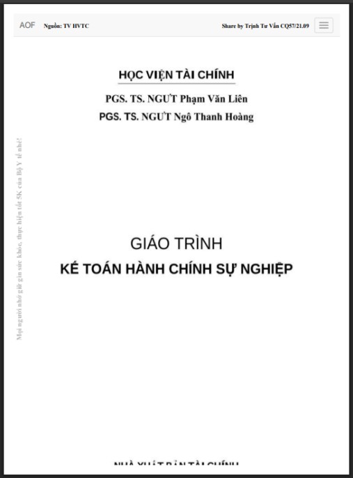 Giáo trình Kế toán hành chính sự nghiệp – Phần 1