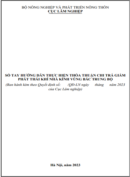 Sổ tay hướng dẫn thực hiện thỏa thuận chi trả giảm phát thải khí nhà kính vùng Bắc Trung bộ