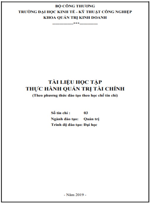 Tài liệu học tập Thực hành quản trị tài chính