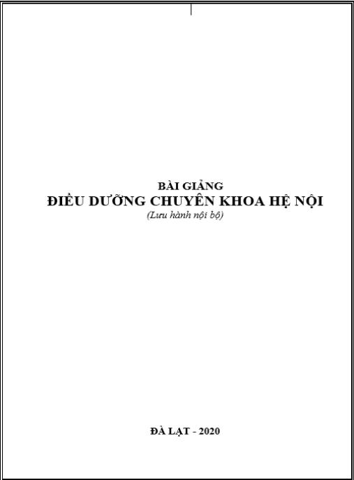 Bài giảng Điều dưỡng chuyên khoa hệ nội