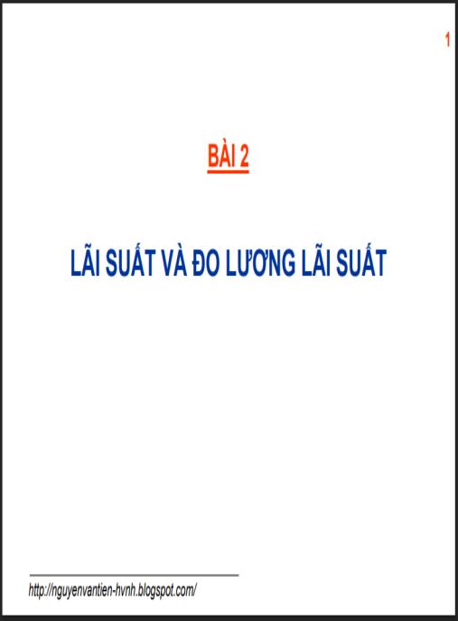 Bài giảng Lãi suất và đo lường lãi suất
