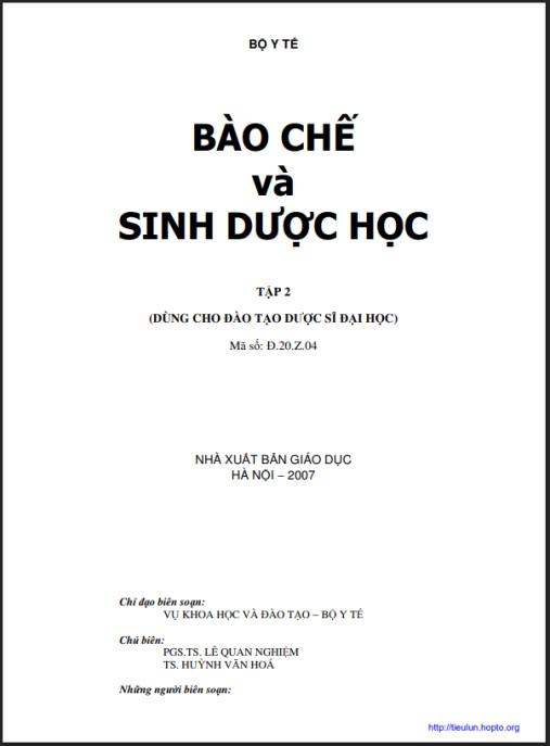 Bào Chế Và Sinh Dược Học Tập 2