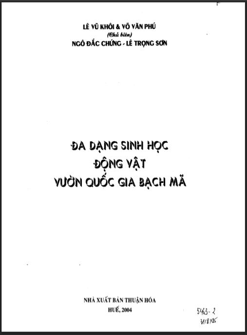 Đa dạng sinh học động vật vườn Quốc gia Bạch Mã