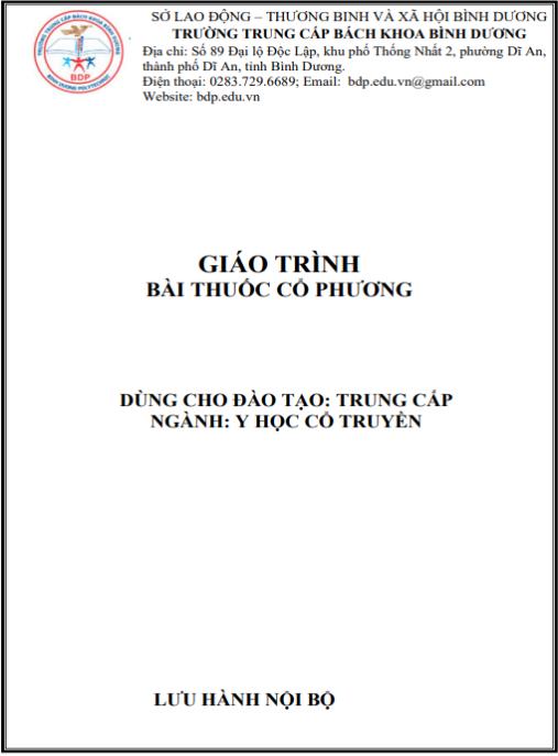 Giáo trình Bài thuốc cổ phương