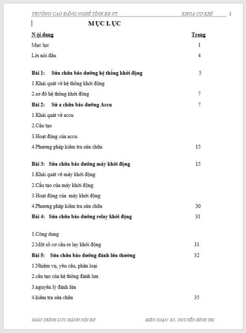 Giáo trình Khởi động và đánh lửa