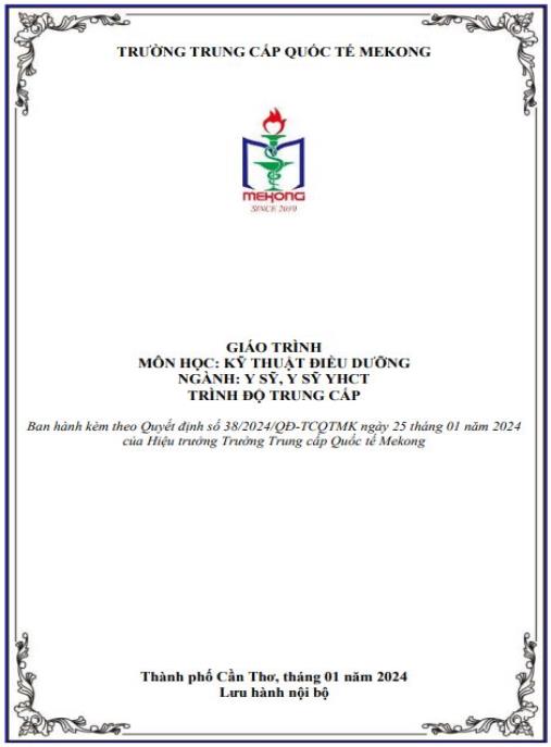 Giáo trình Kỹ thuật điều dưỡng Ngành Y sỹ, Y sỹ Y học cổ truyền