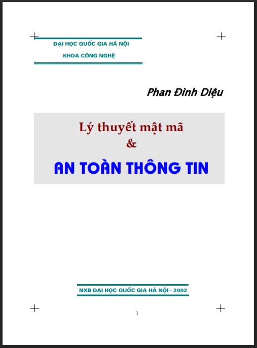 Giáo trình Lý thuyết mật mã và an toàn thông tin Phần 1