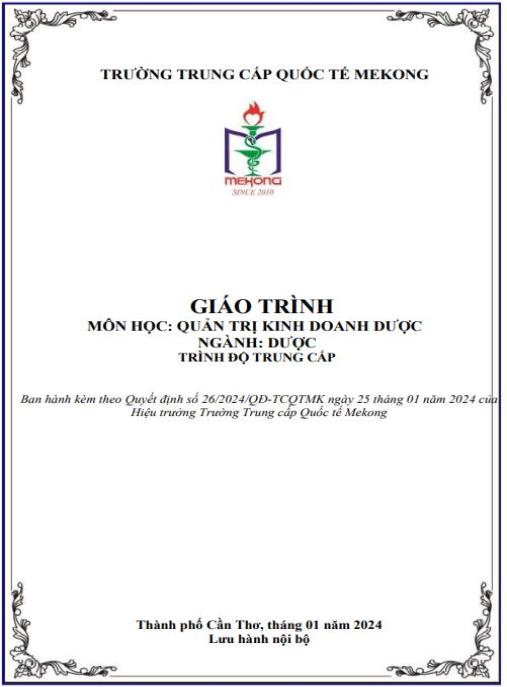 Giáo trình Quản trị kinh doanh dược
