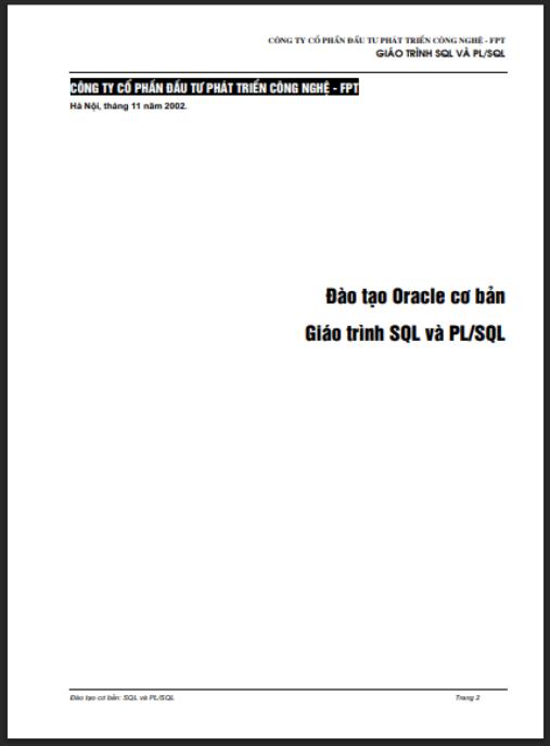 Giáo trình SQL và PL/SQL