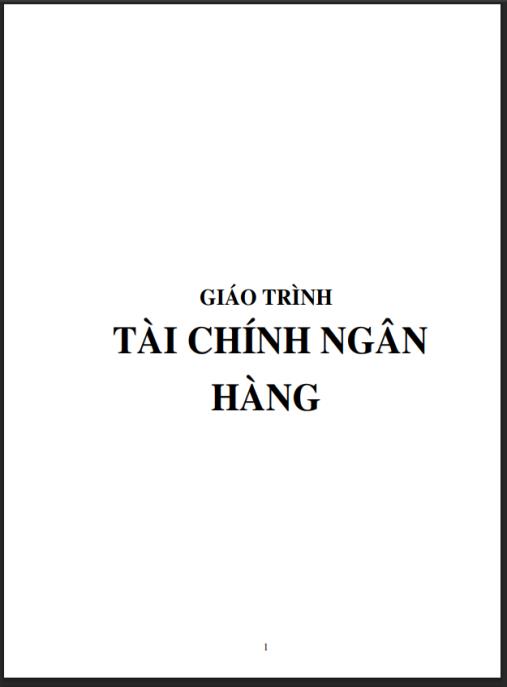 Giáo trình Tài chính ngân hàng